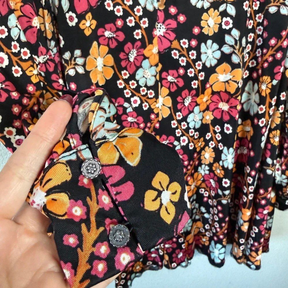 Free People Daisy Jane‎ Mini Dress Dark Floral Combo Size Small